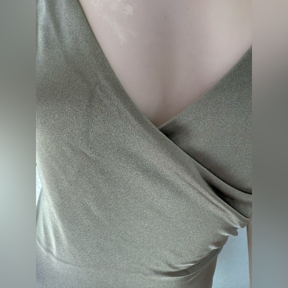 Pour Moi? Azure Tummy Control Swimsuit Shimmer Olive Green One Piece Wrap Front - Picture 13 of 14